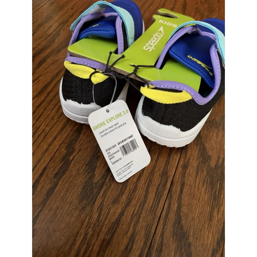 Boys' Speedo S-Way Slip-On Toddler Water Shoes Size Large 9-10 Black & Blue